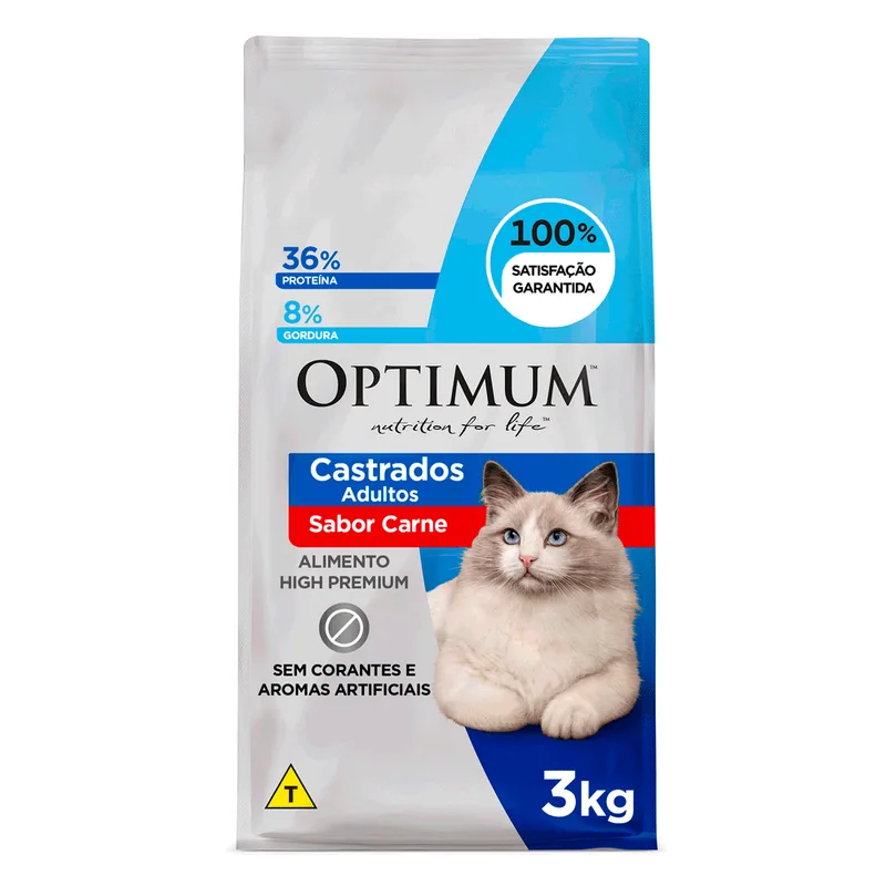 Ração Optimum para Gatos Adultos Castrados Carne