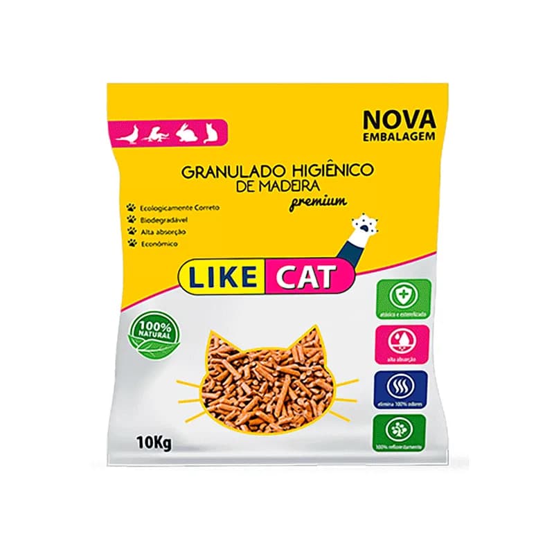 Areia para Gatos Like Cat Granulado Higiênico de Madeira