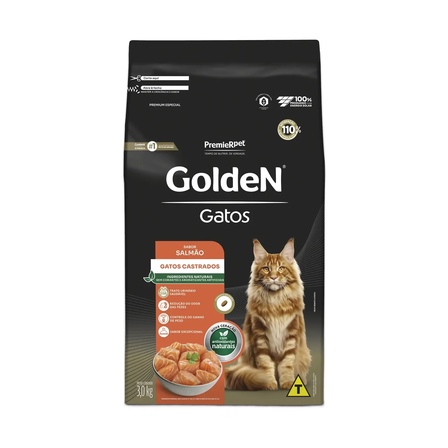 Ração Golden Gatos Adultos Castrados Salmão
