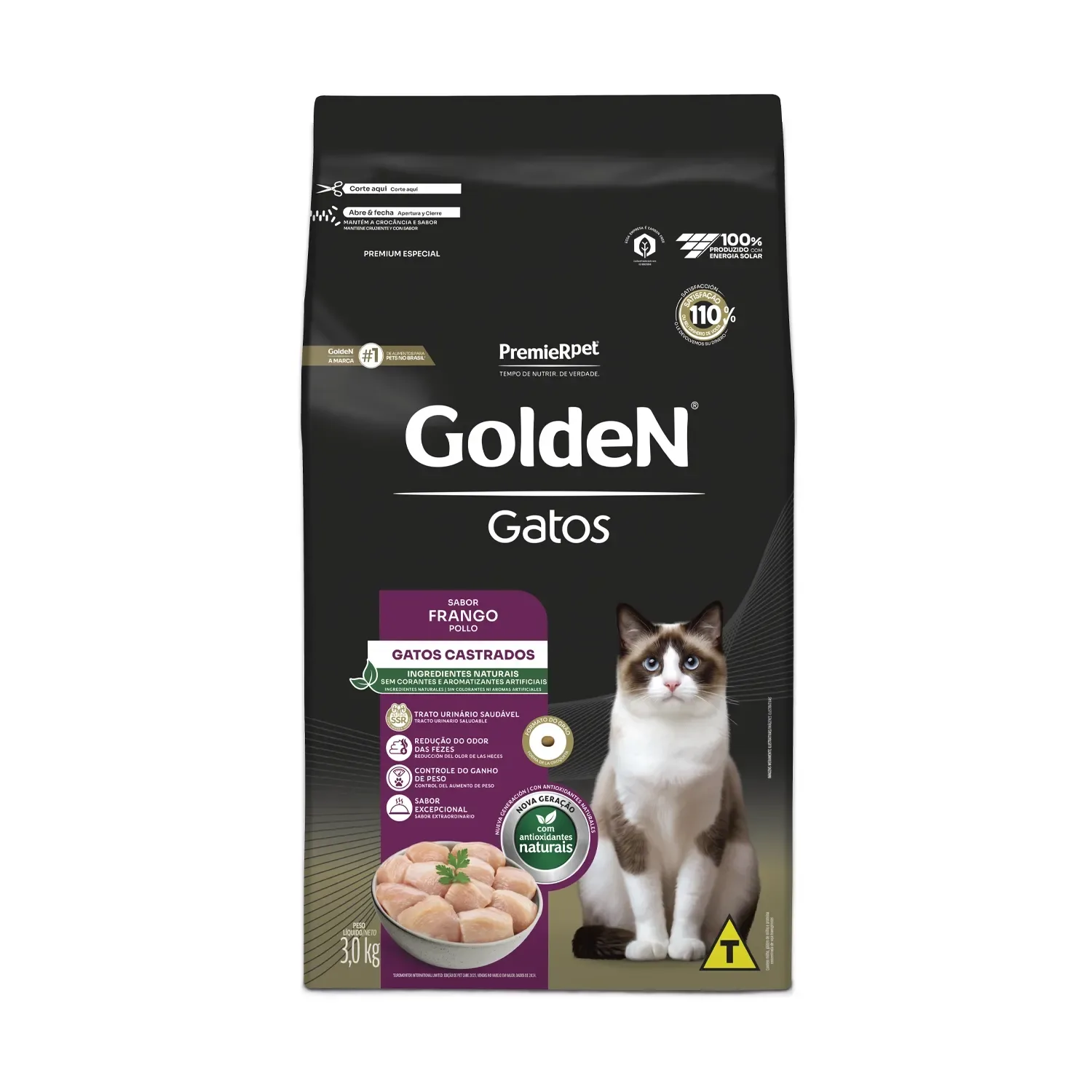 Ração Golden Gatos Adultos Castrados Frango