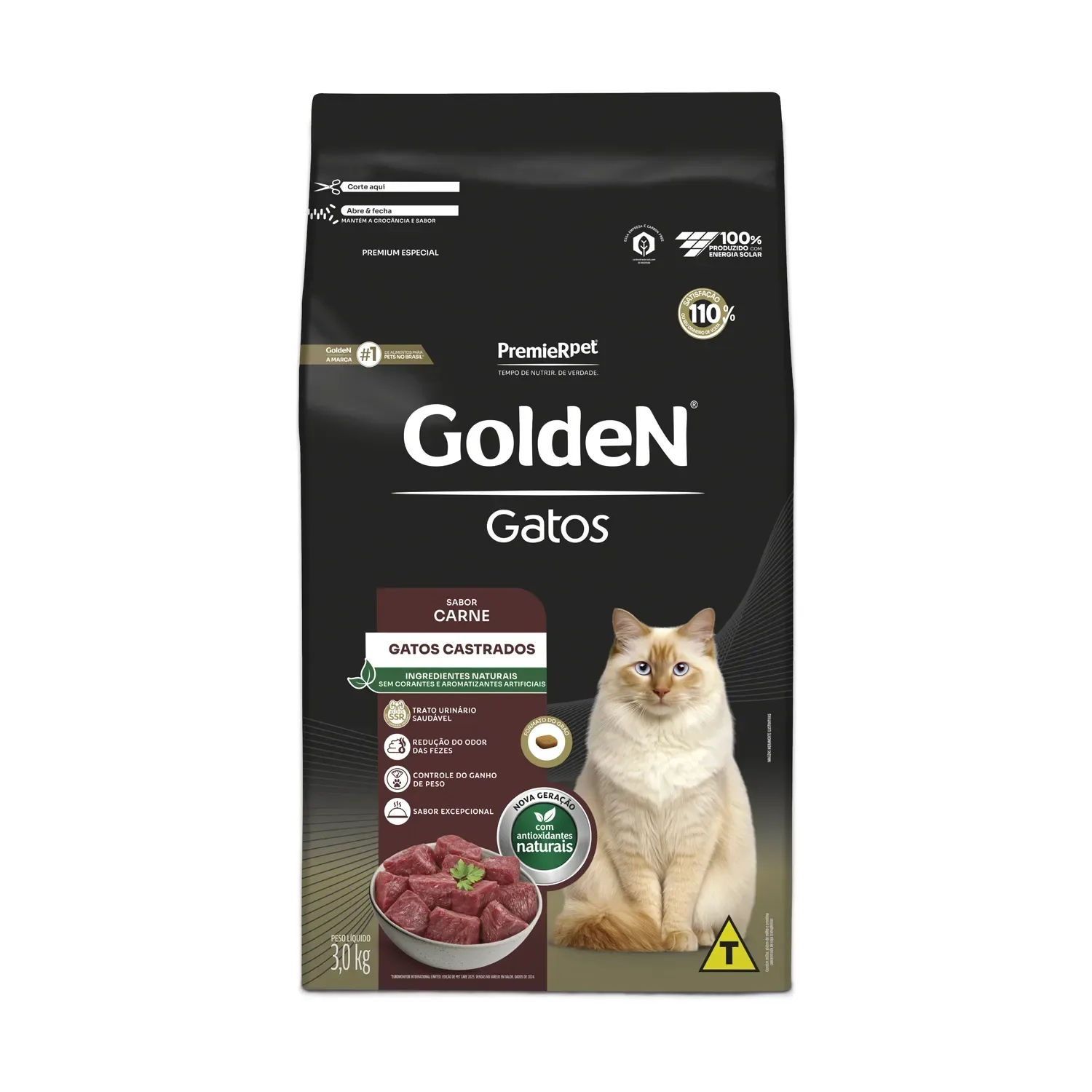 Ração Golden Gatos Adultos Castrados Carne