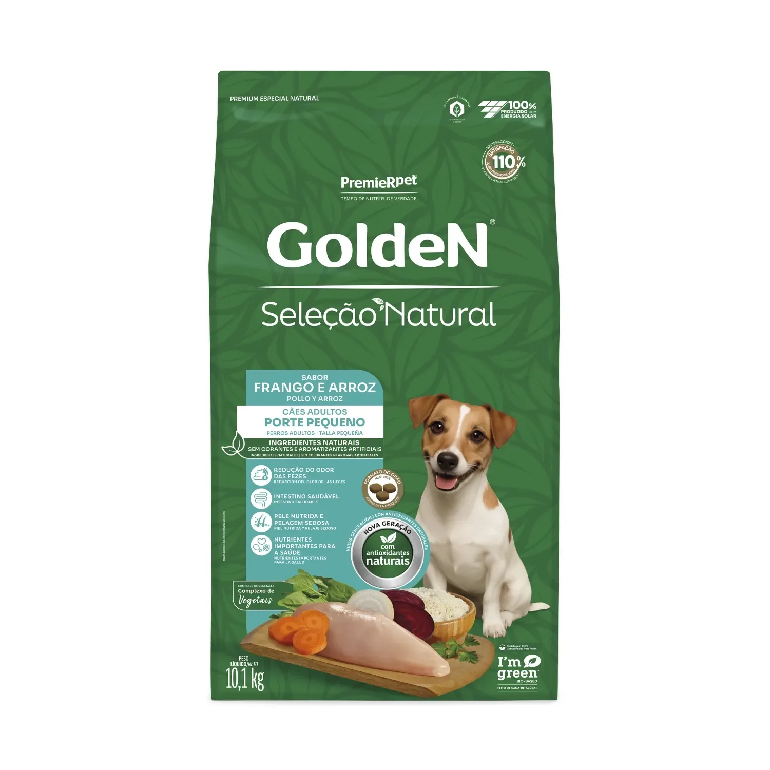 Ração Golden Seleção Natural Cães Adultos Porte Pequeno Frango e Arroz Mini Bits — 10.1 kg