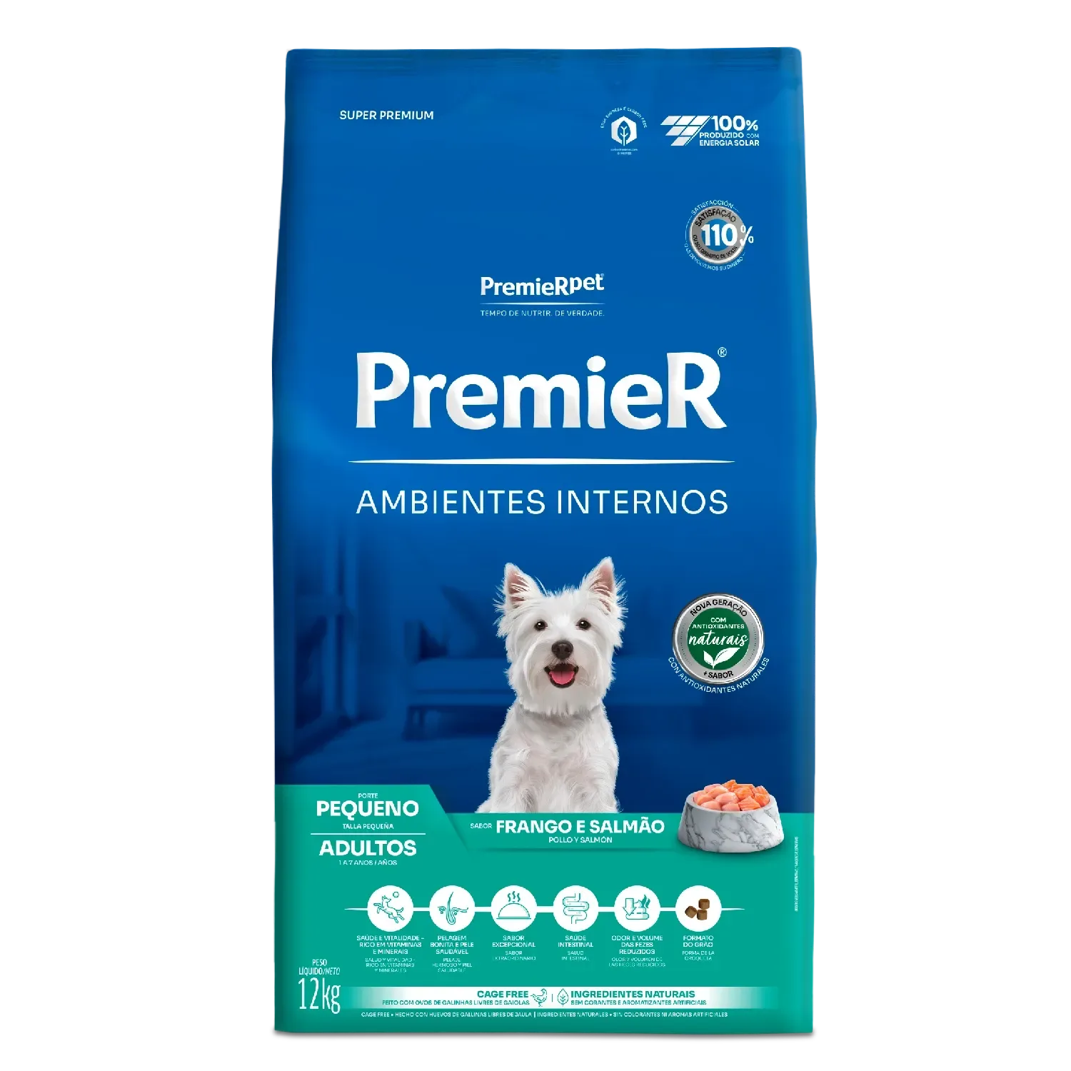 Ração Premier Ambientes Internos Cães Adultos Raças Pequenas Frango e Salmão — 12 kg