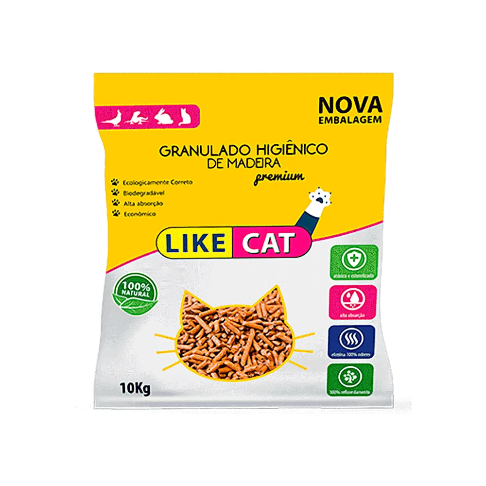 Areia para Gatos Like Cat Granulado Higiênico de Madeira