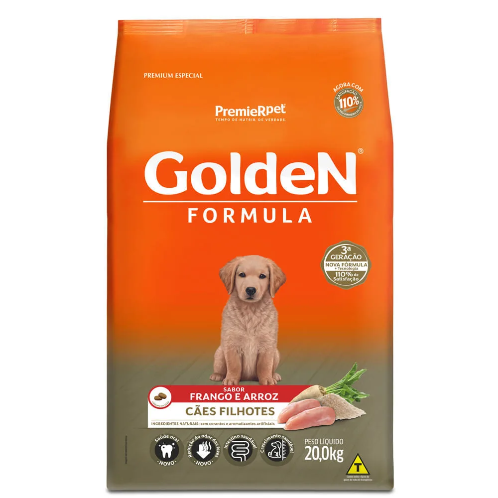 Ração Golden Formula Cães Filhotes Frango, Arroz e Vegetais — 20 kg