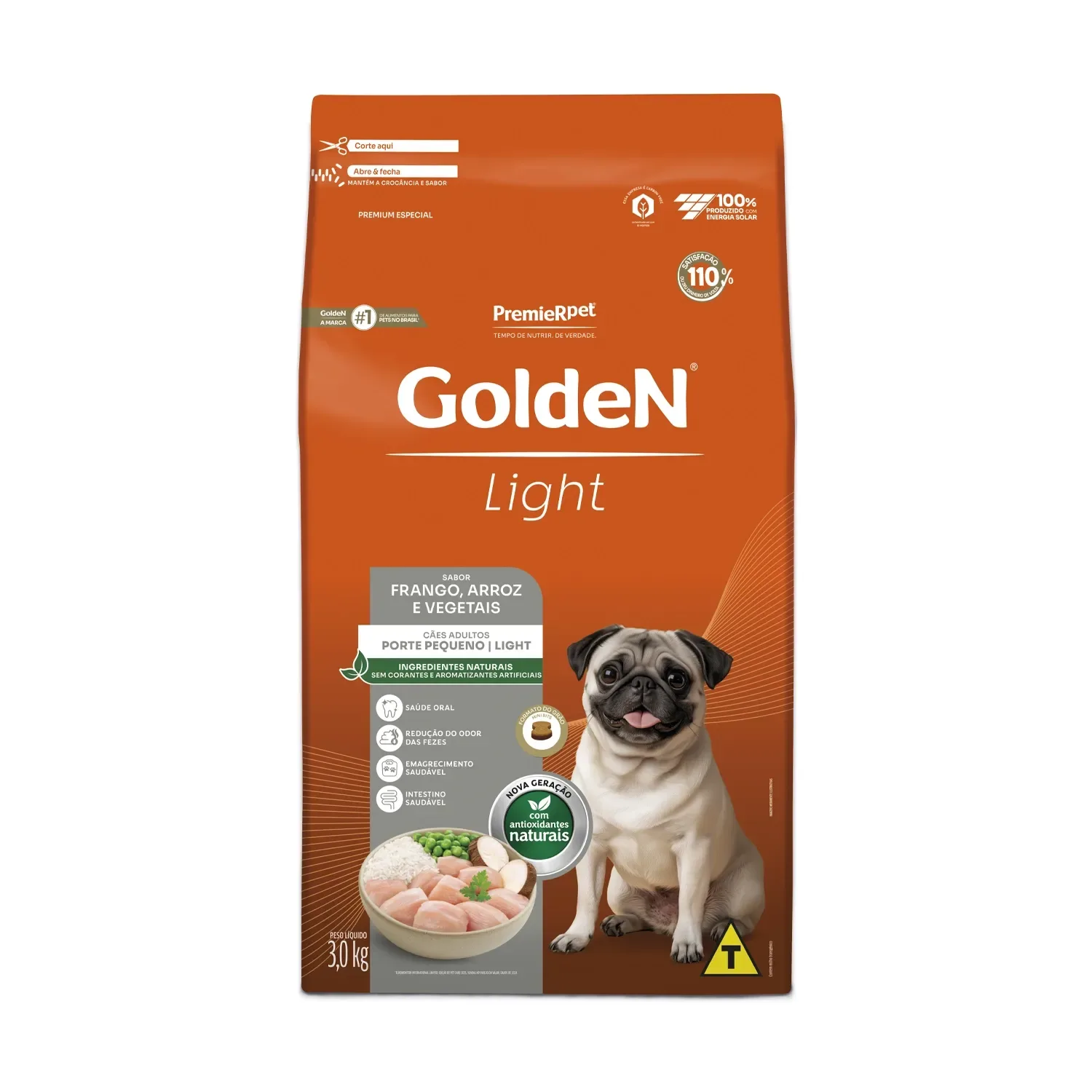 Ração Golden Fórmula Light Cães Adultos Porte Pequeno Frango e Arroz