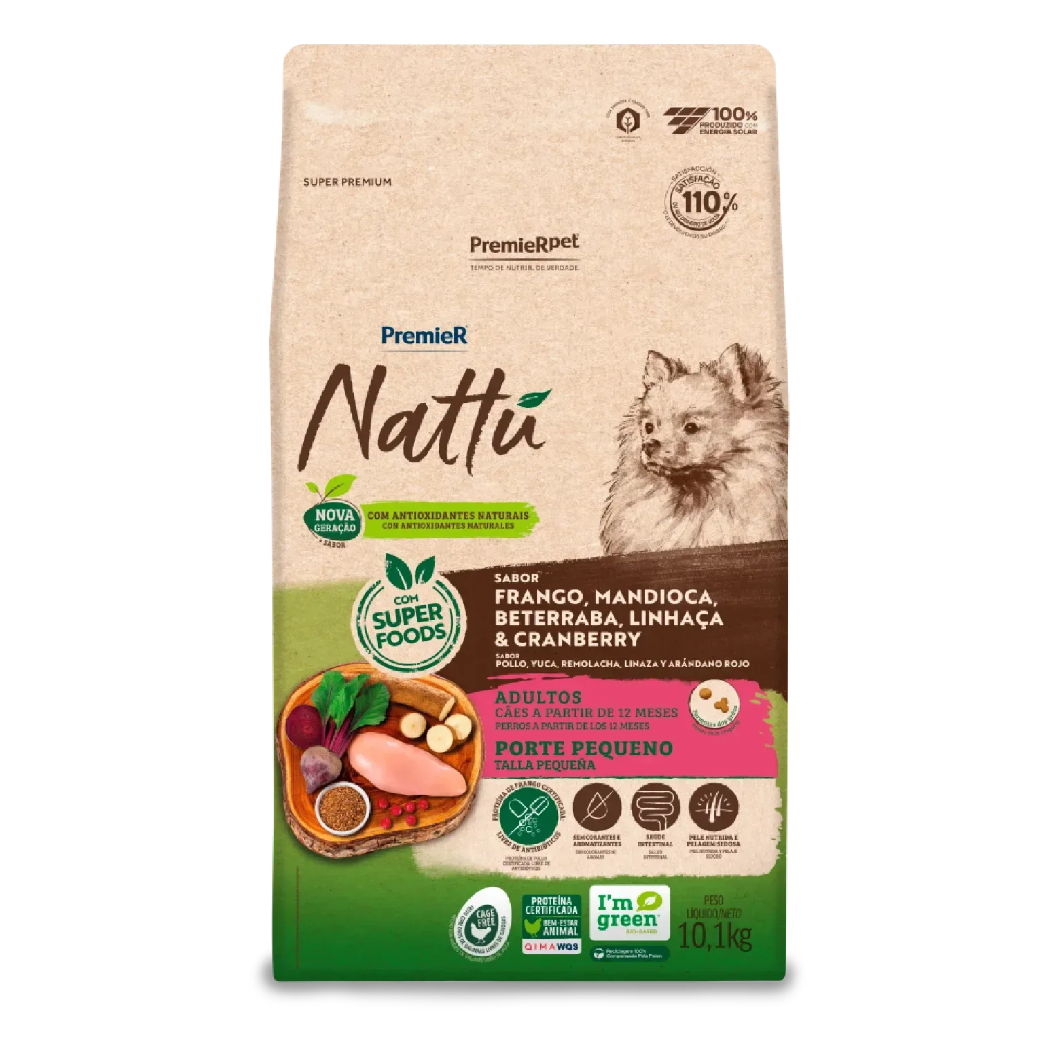Ração Premier Nattu Cães Adultos Pequeno Porte Mandioca — 10.1 kg