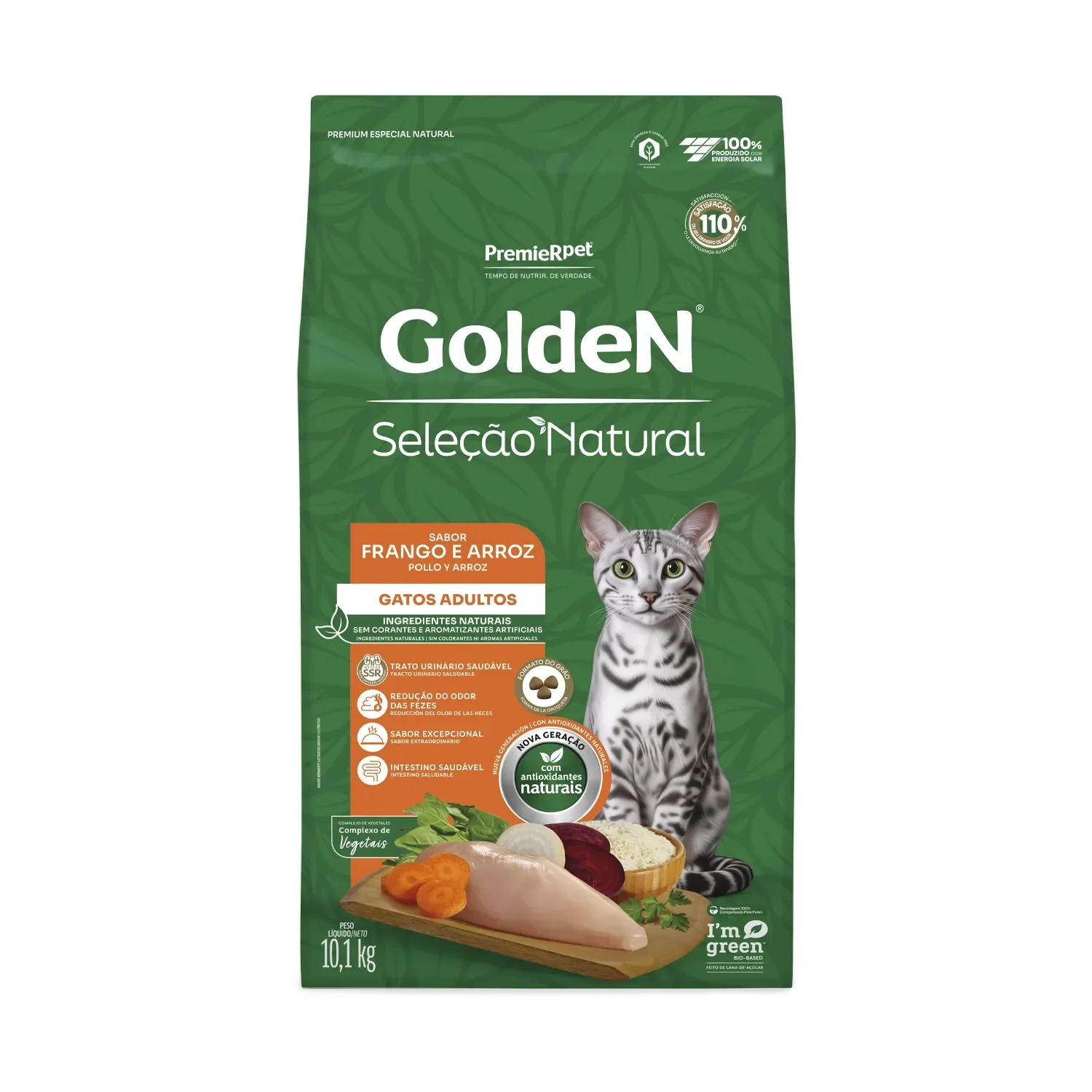 Ração Golden Seleção Natural Gatos Adultos Frango e Arroz — 10.1 kg