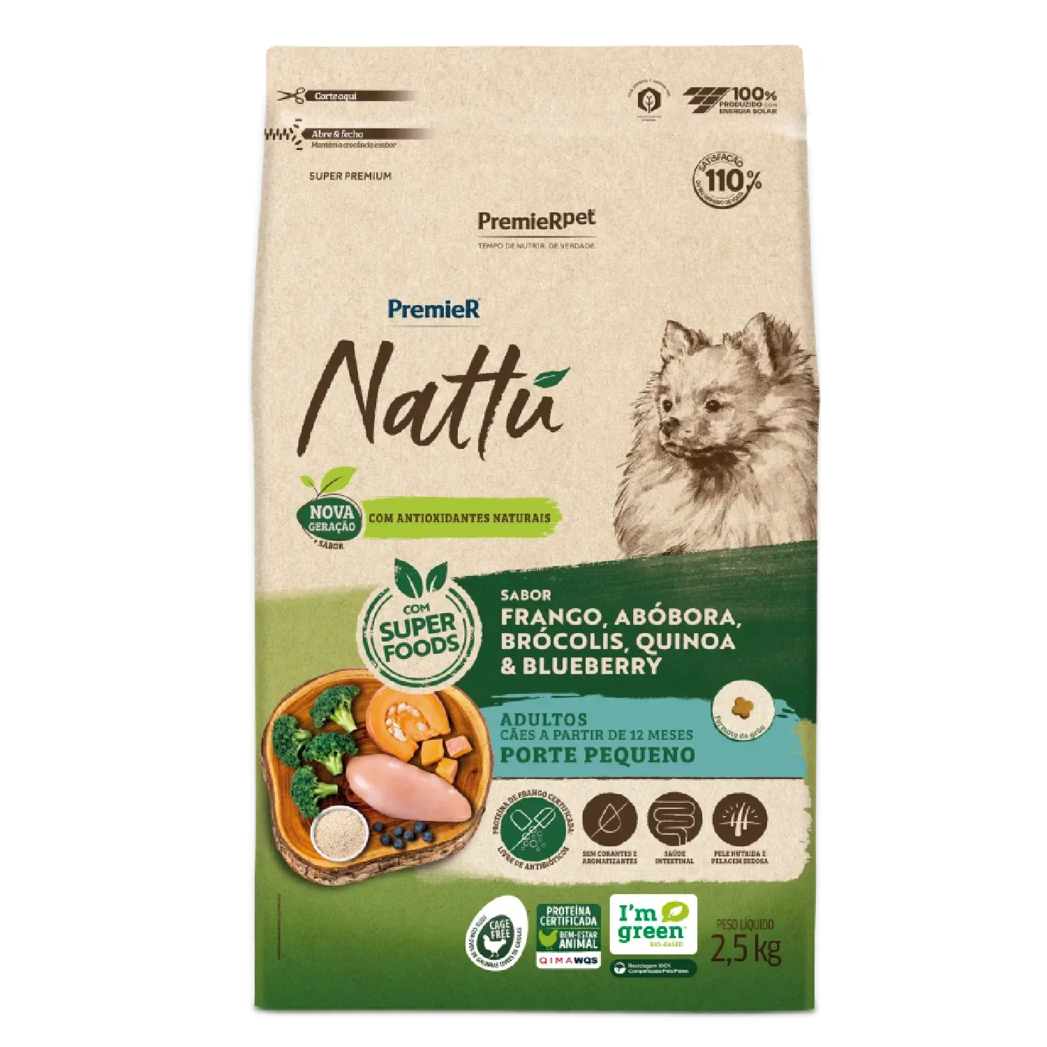 Ração Premier Nattu Cães Adultos Pequeno Porte Abóbora — 2.5 kg