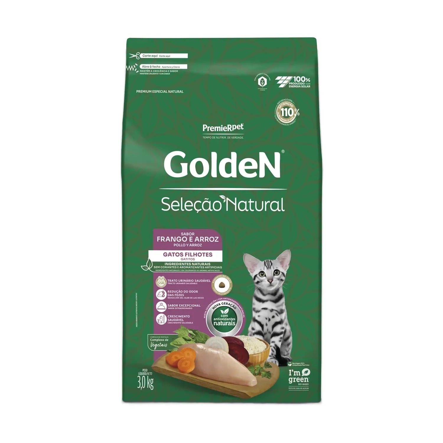 Ração Golden Seleção Natural Gatos Filhotes Frango e Arroz
