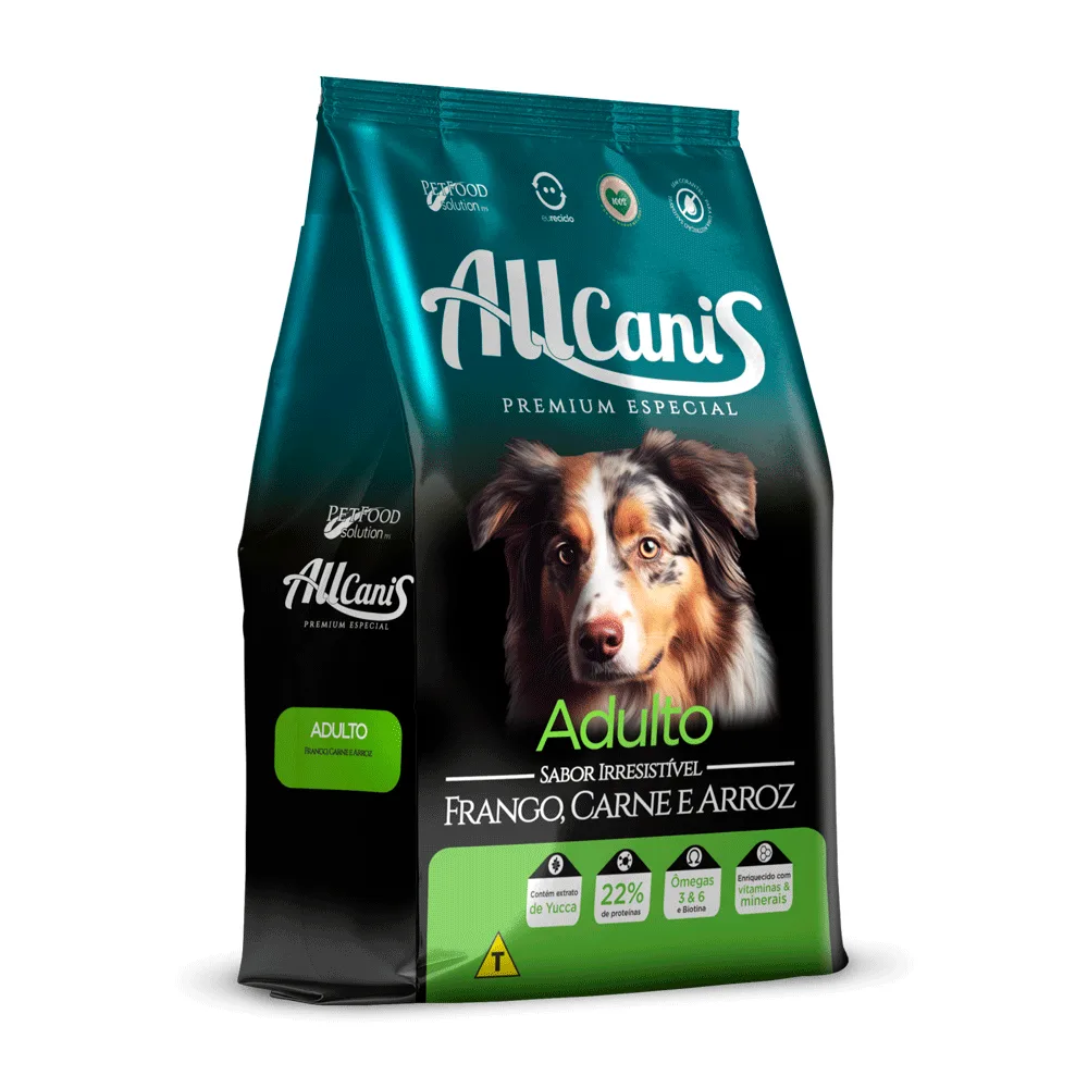 Ração Allcanis Premium Cães Adultos Frango Carne e Arroz