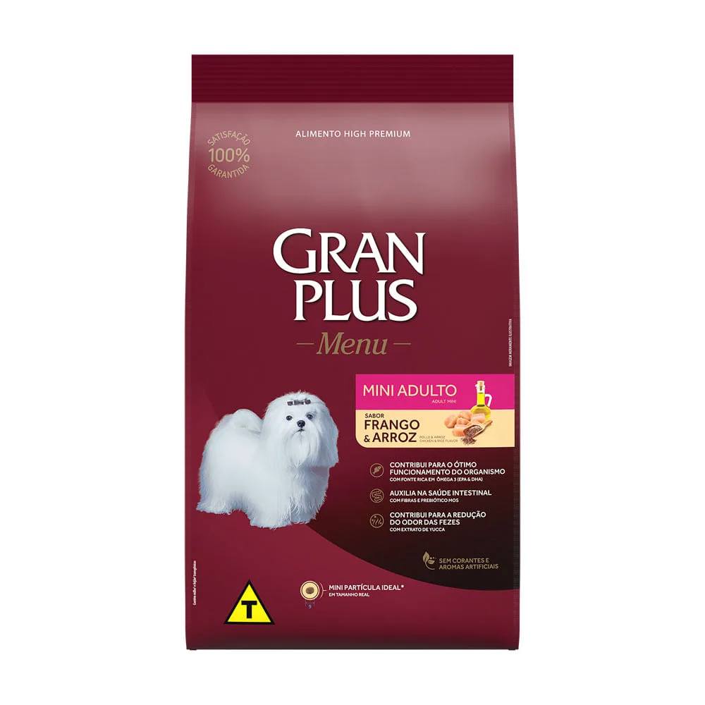 Ração GranPlus Menu Cães Adultos Mini Frango e Arroz