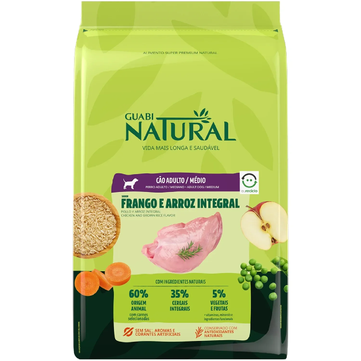 Ração Guabi Natural Cães Adultos Médio Frango e Arroz — 20 kg