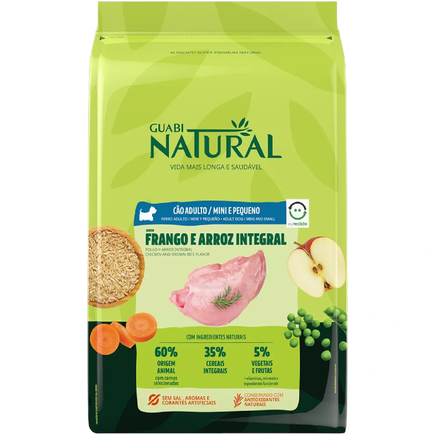 Ração Guabi Natural Cães Adultos Raças Mini e Pequenas Frango e Arroz Integral — 20 kg