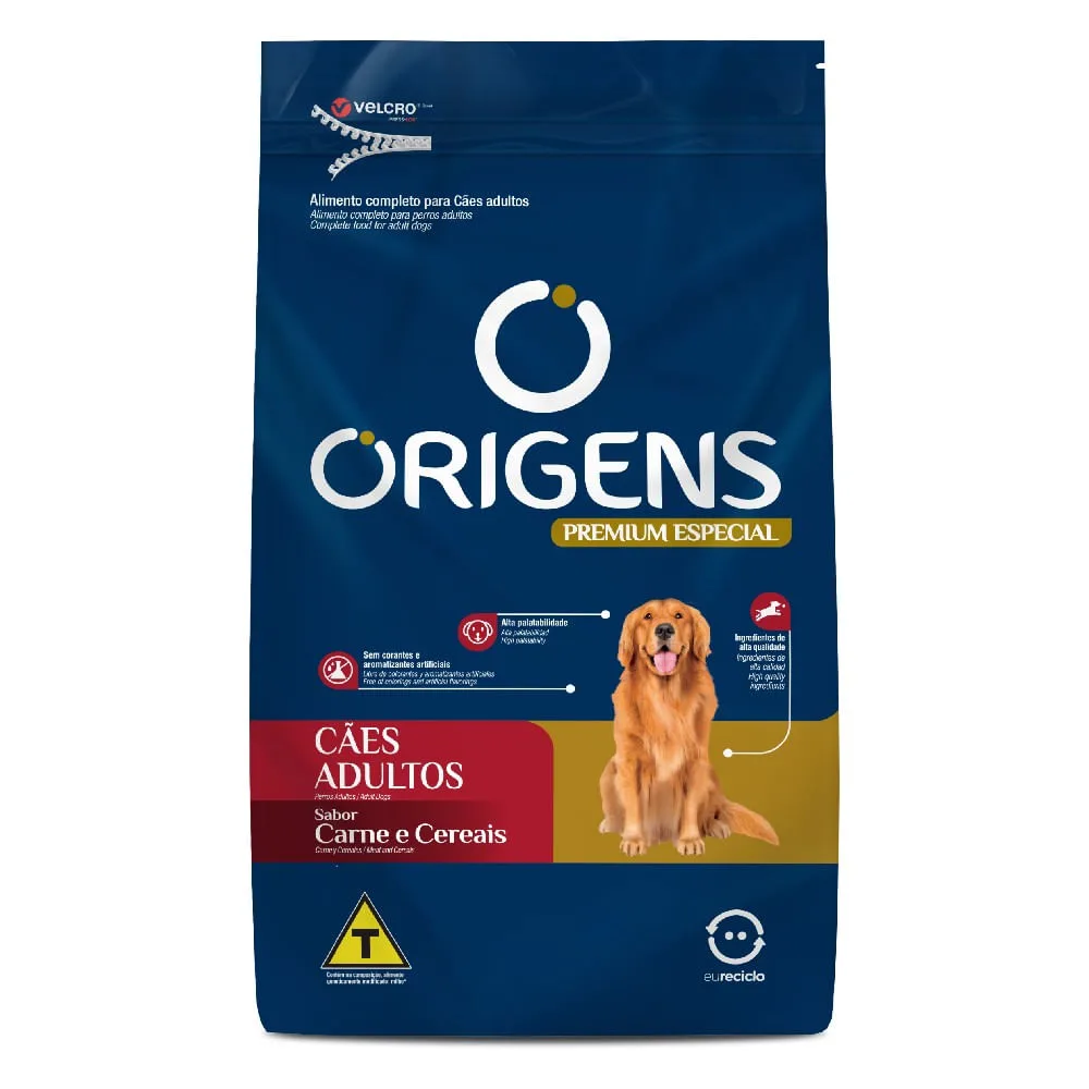 Ração Origens Cães Adultos Carne e Cereais