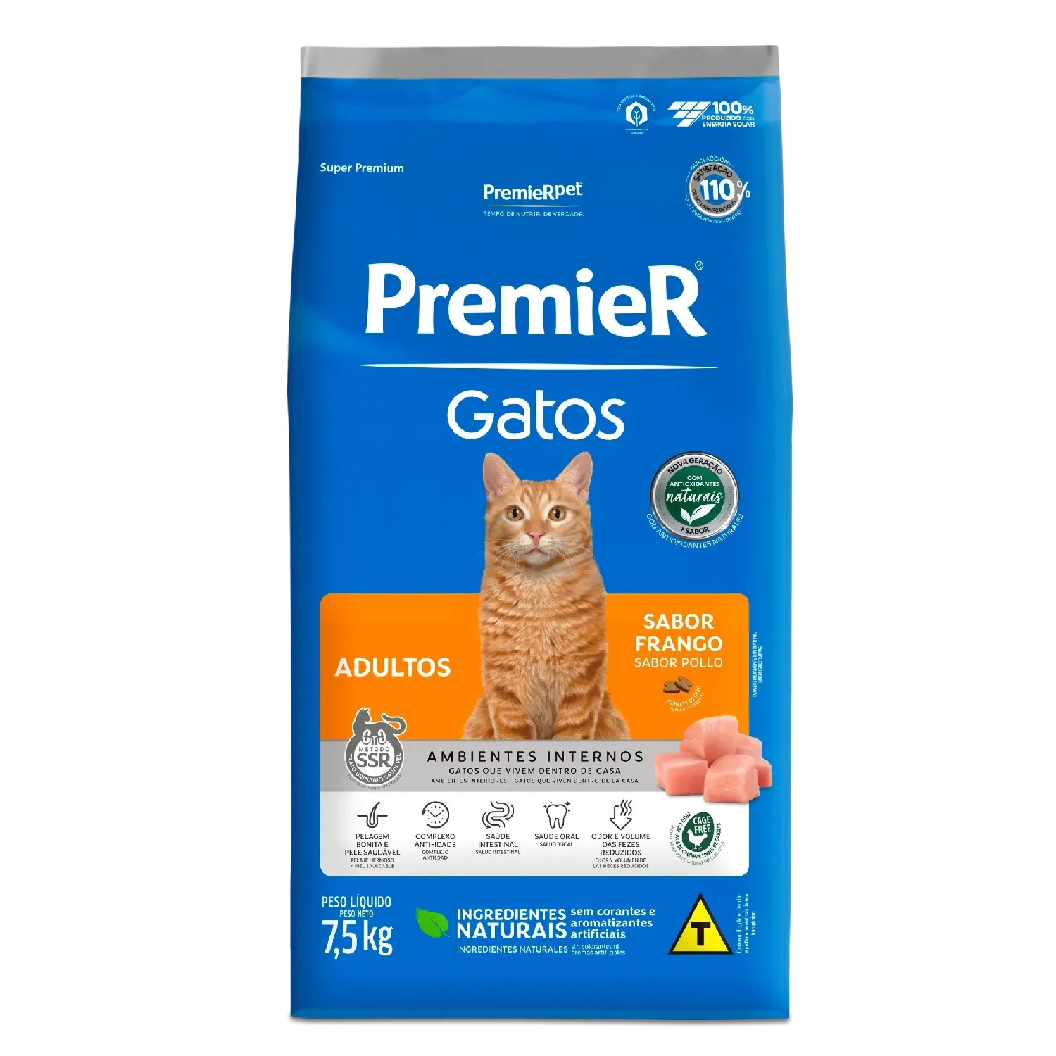 Ração Premier Ambientes Internos Gatos Adultos Frango — 7.5 kg