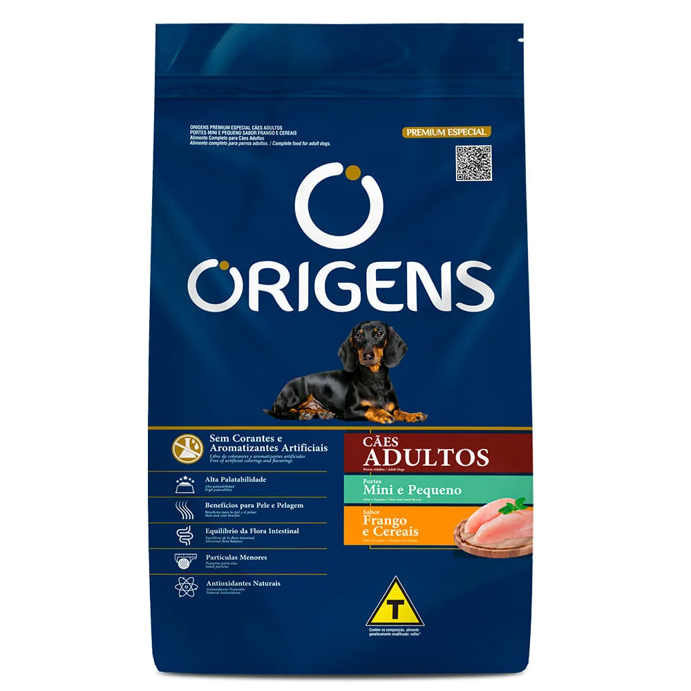 Ração Origens Cães Adultos Porte Mini e Pequeno Frango e Cereais
