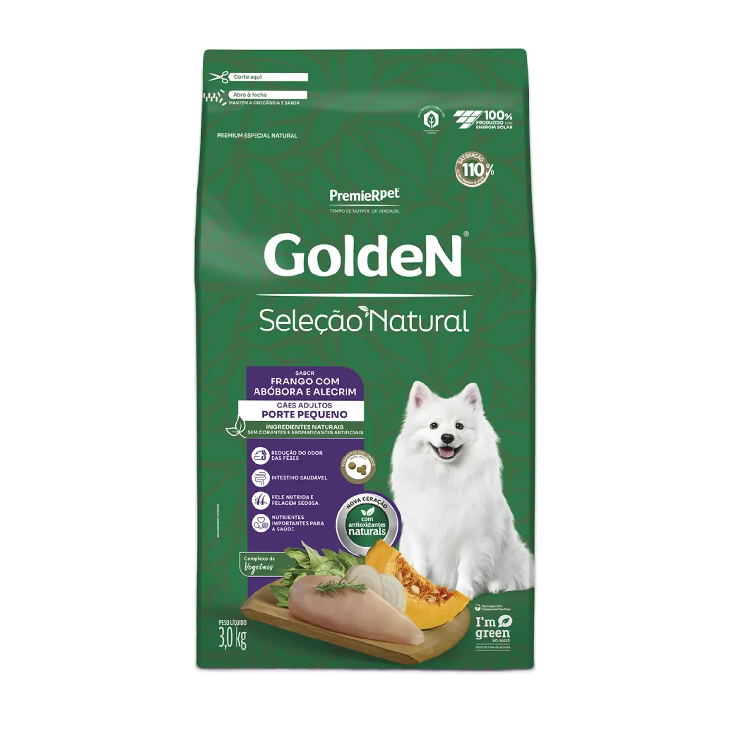 Ração Golden Seleção Natural Cães Adultos Raças Pequenas Frango e Abóbora