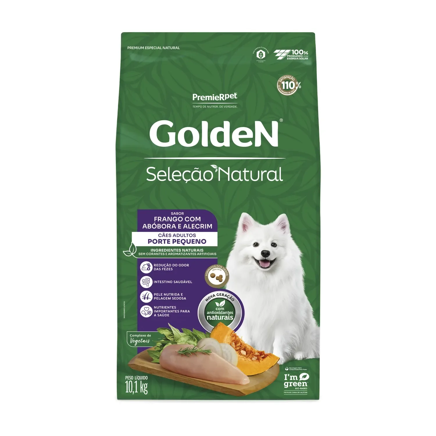 Ração Golden Seleção Natural Cães Adultos Raças Pequenas Frango e Abóbora — 10.1 kg