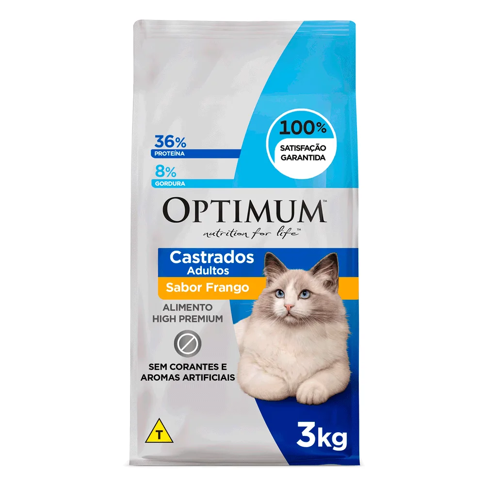 Ração Optimum para Gatos Adultos Castrados Frango