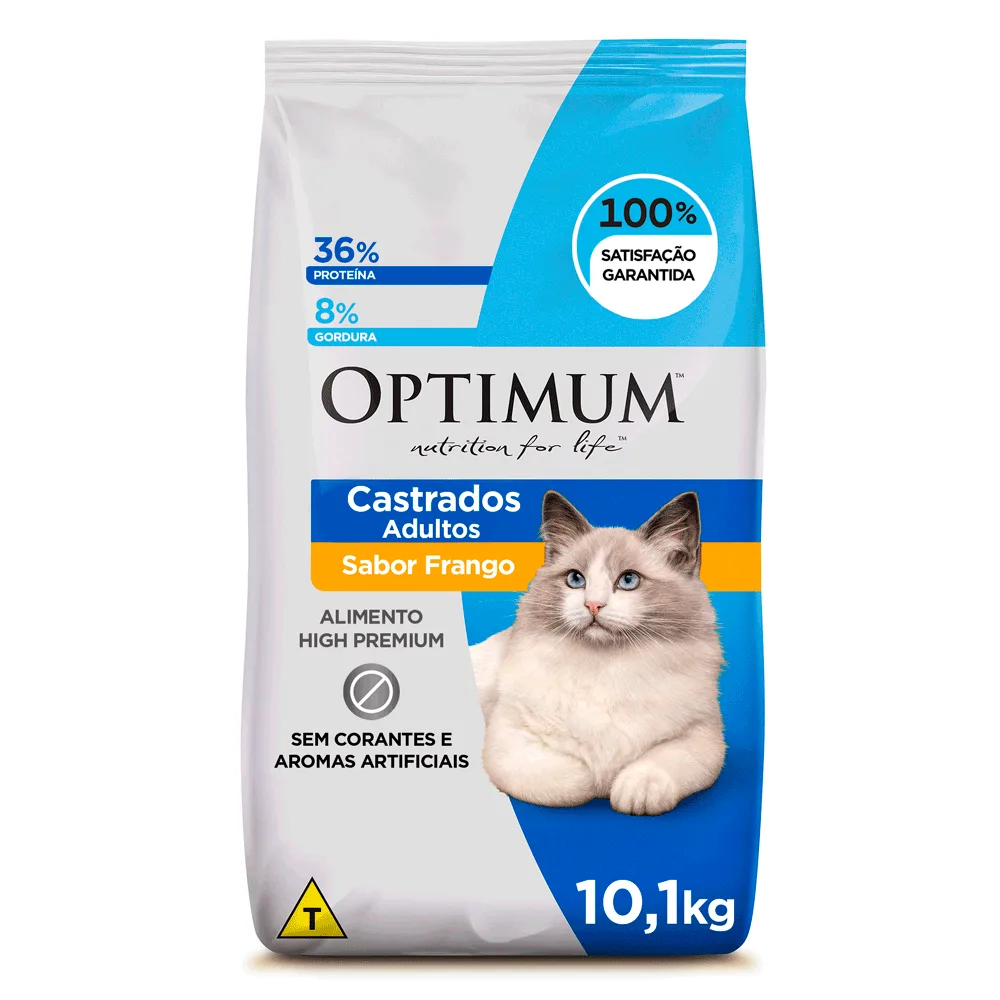 Ração Optimum para Gatos Adultos Castrados Frango — 10.1 kg