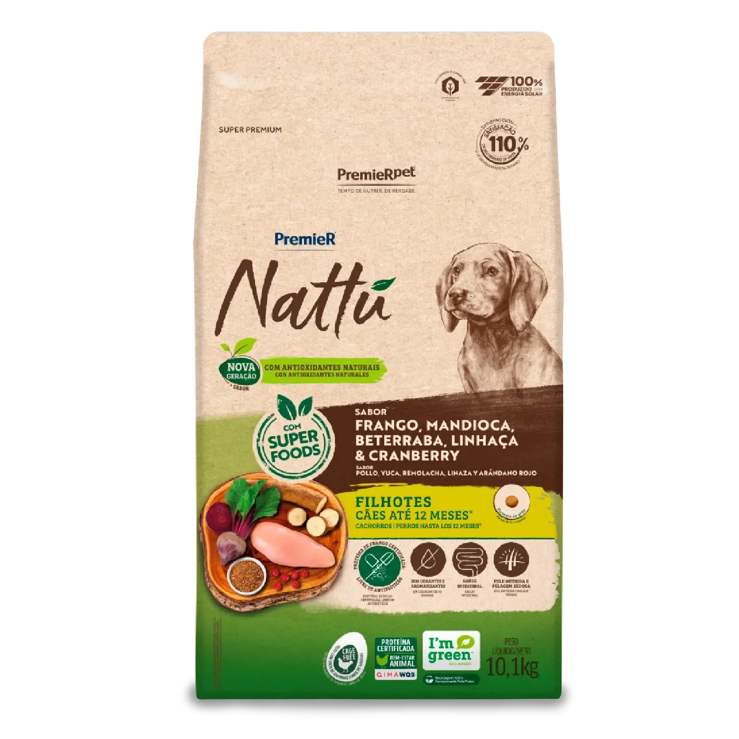 Ração Premier Nattu Cães Filhotes Mandioca — 10.1 kg