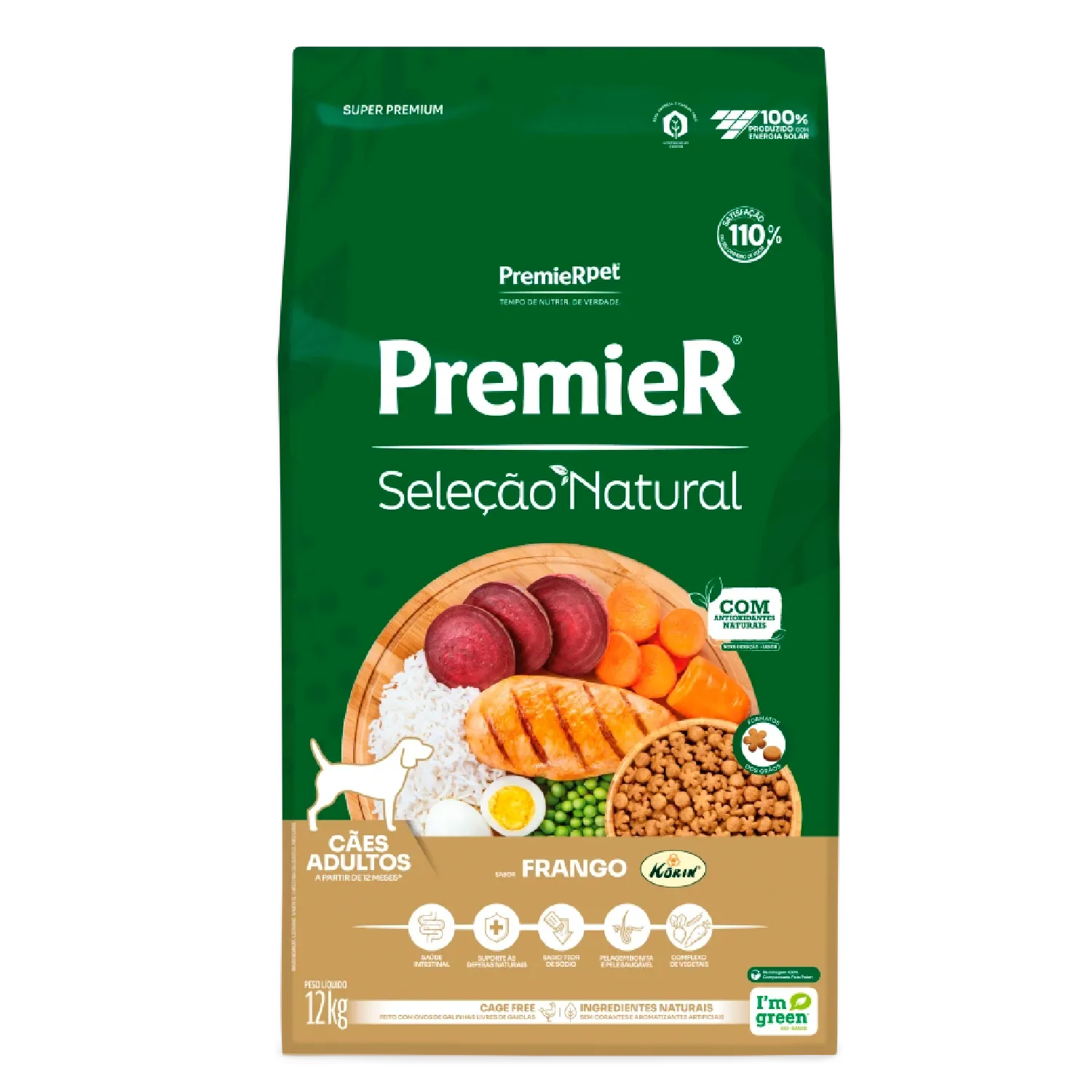 Ração Premier Seleção Natural Cães Adultos Frango Korin — 12 kg