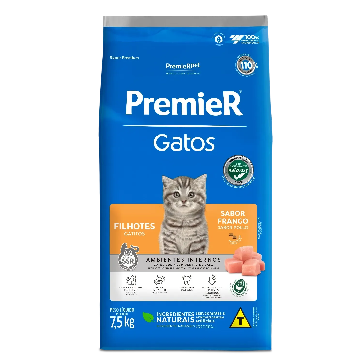 Ração Premier Ambientes Internos Gatos Filhotes Frango — 7.5 kg
