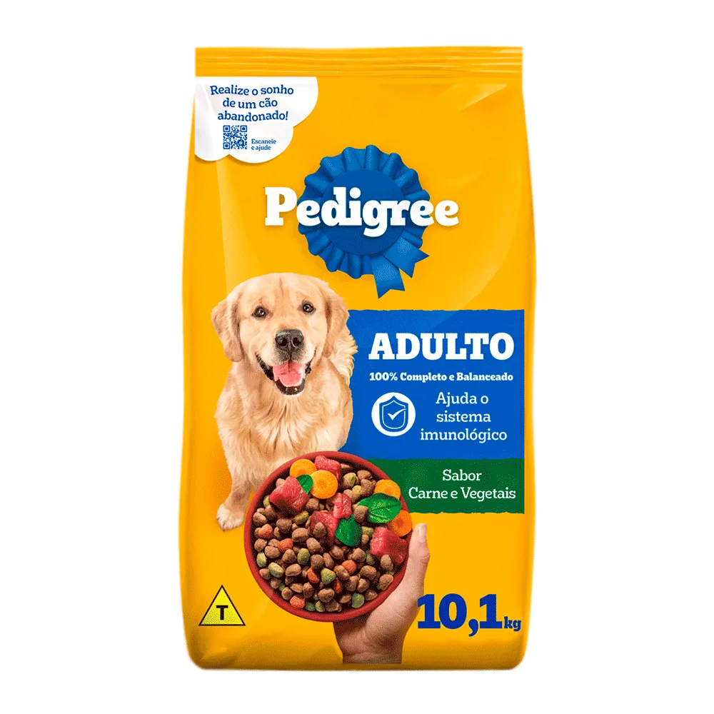 Ração Pedigree Cães Adultos Raças Médias e Grandes Carne e Vegetais — 10.1 kg