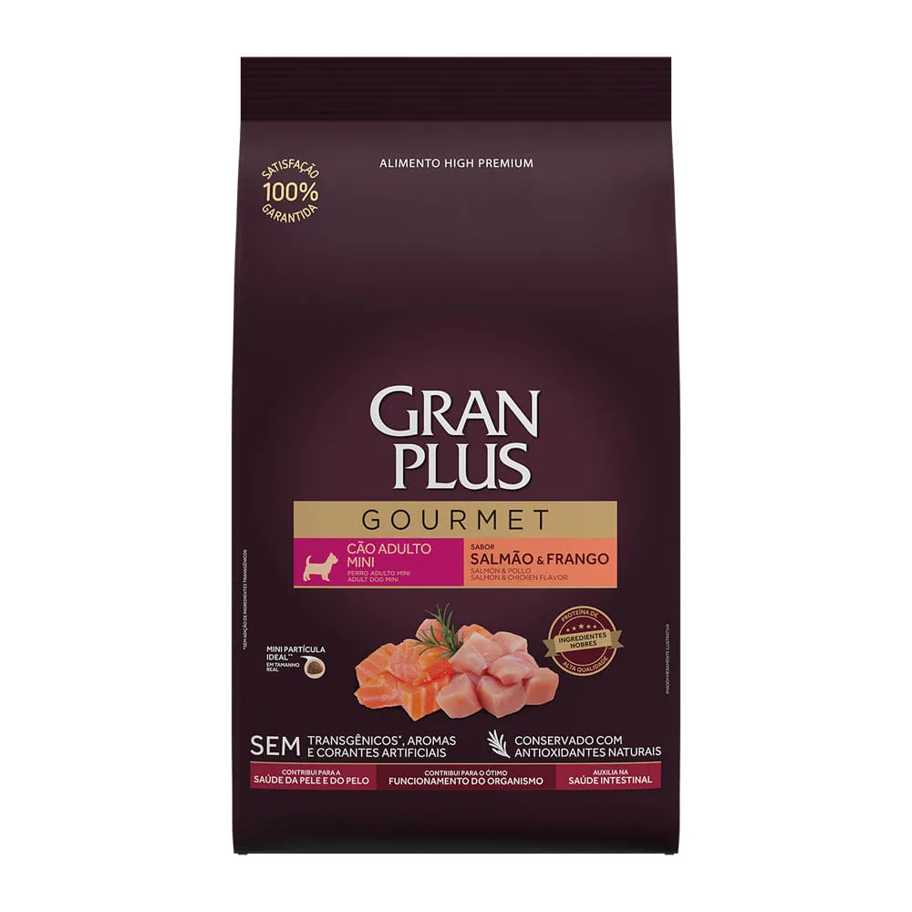 Ração GranPlus Gourmet Cães Adultos Mini Salmão e Frango