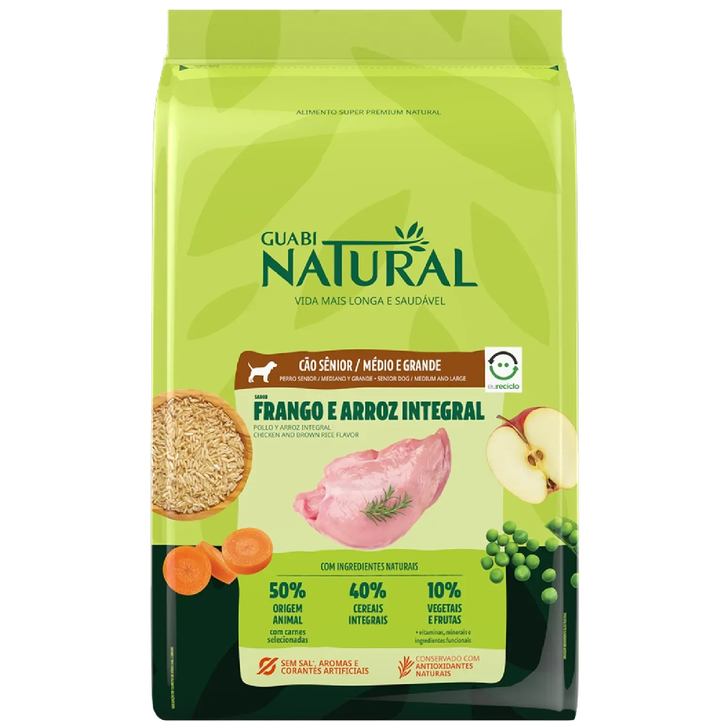 Ração Guabi Natural Cães Sênior Porte Médio e Grande Frango e Arroz Integral