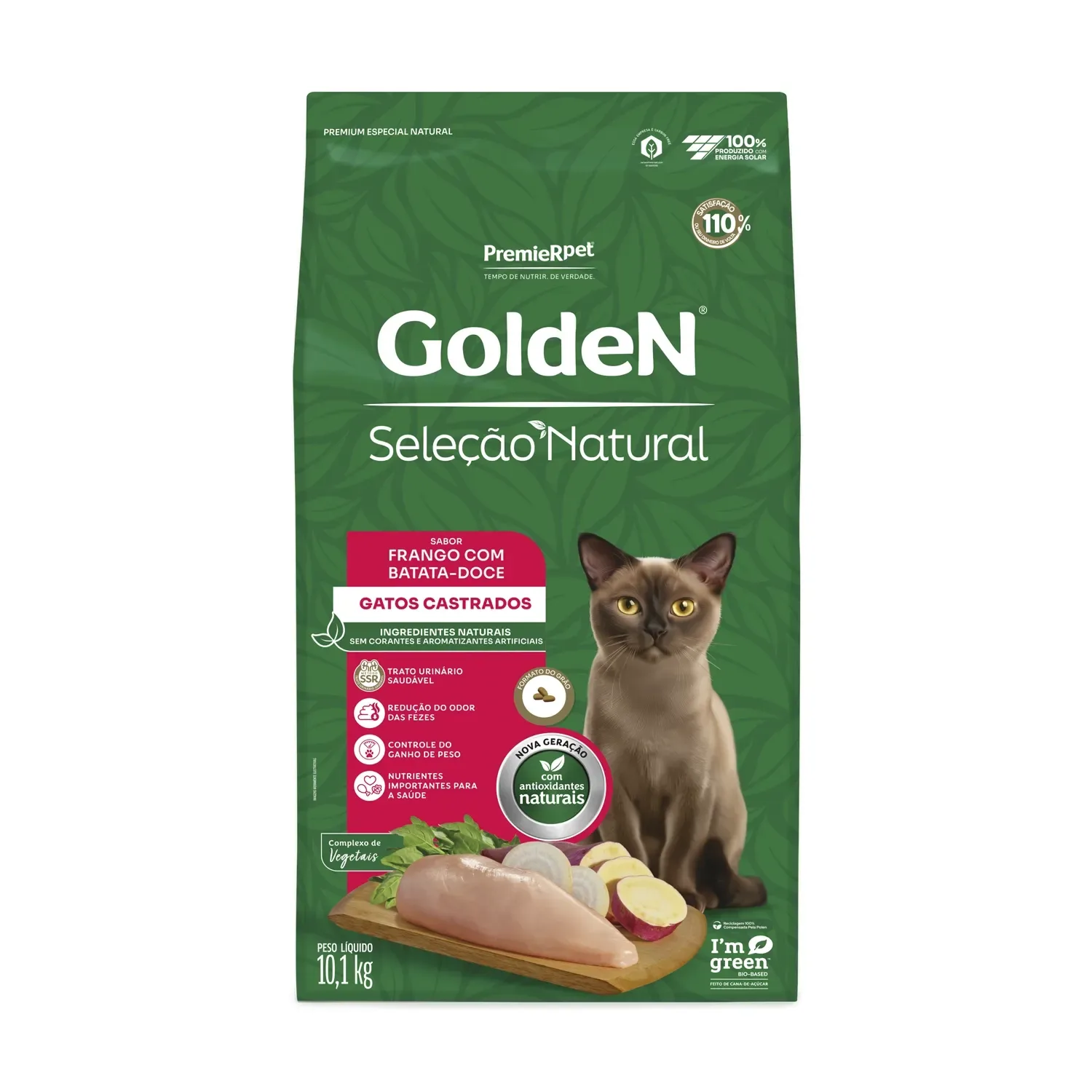 Ração Golden Seleção Natural Gatos Castrados Frango com Batata-Doce — 10.1 kg