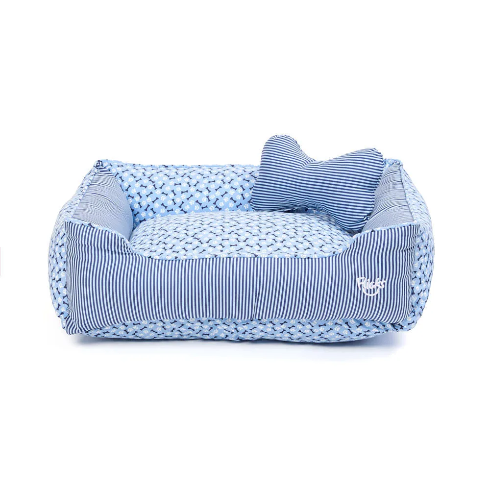 Cama Flicks Ossinho Azul para Cães e Gatos — M