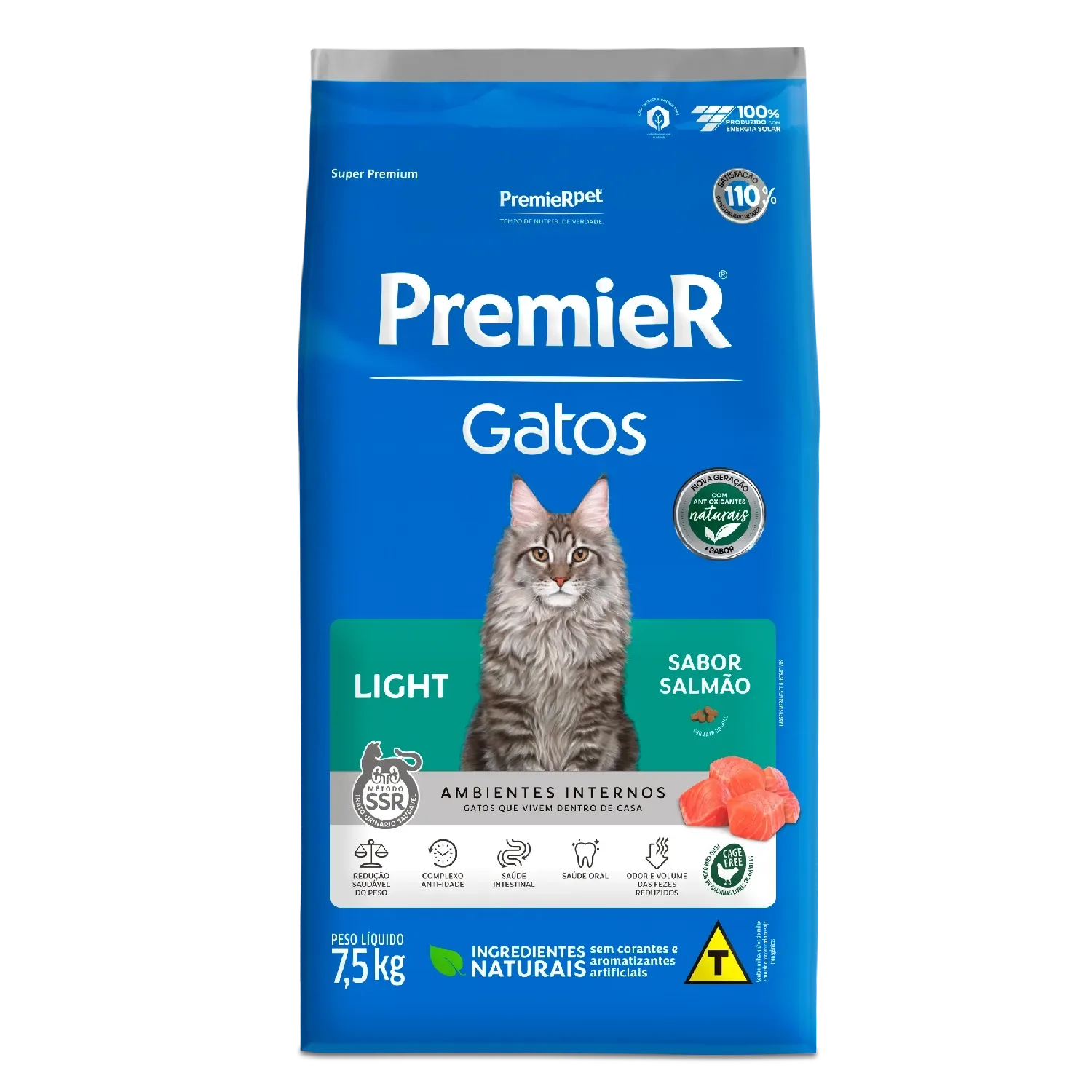 Ração Premier Ambientes Internos Light Gatos Adultos Salmão — 7.5 kg