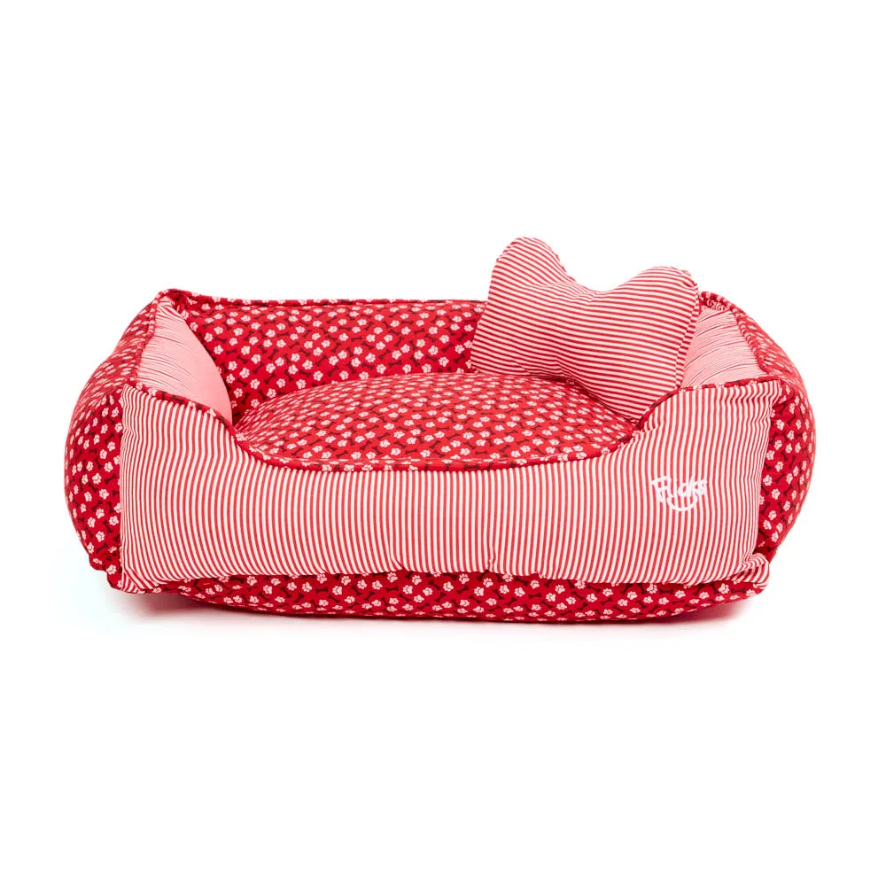 Cama Flicks Ossinho Vermelha para Cães e Gatos — M