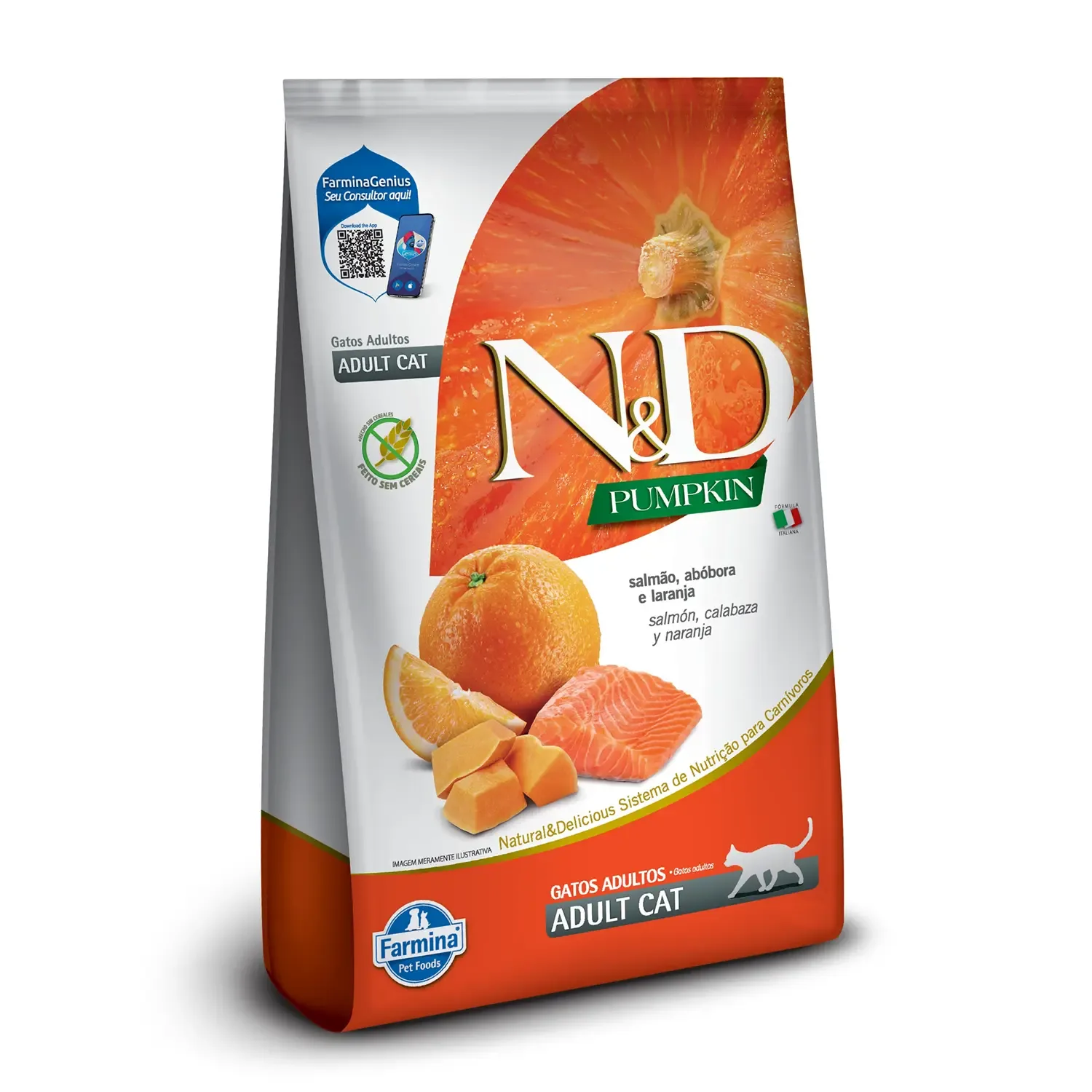 Ração N&D Pumpkin Gatos Adultos Salmão e Laranja