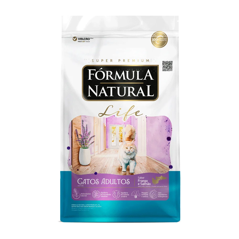 Ração Fórmula Natural Life Gatos Adultos Frango e Salmão