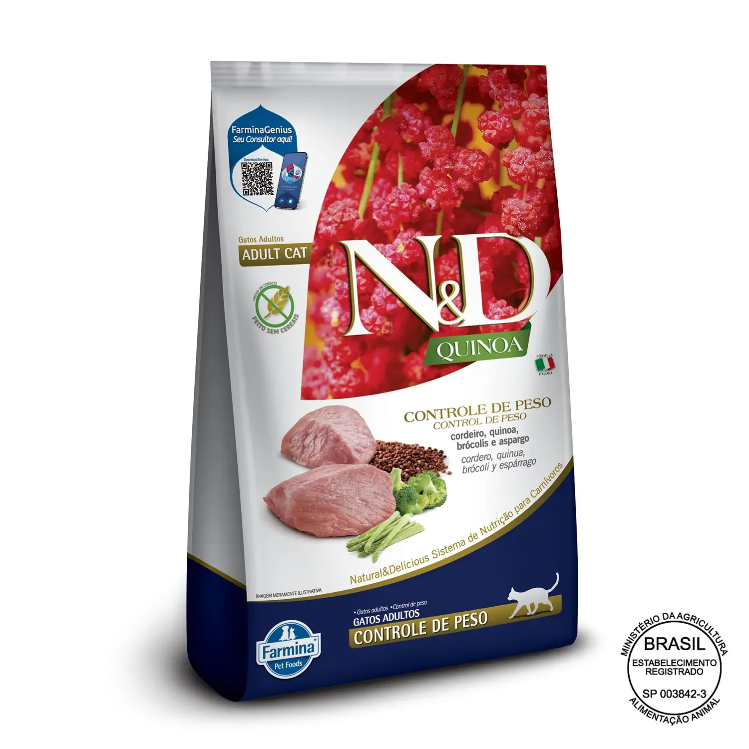 Ração N&D Quinoa Gatos Adultos Weight Cordeiro