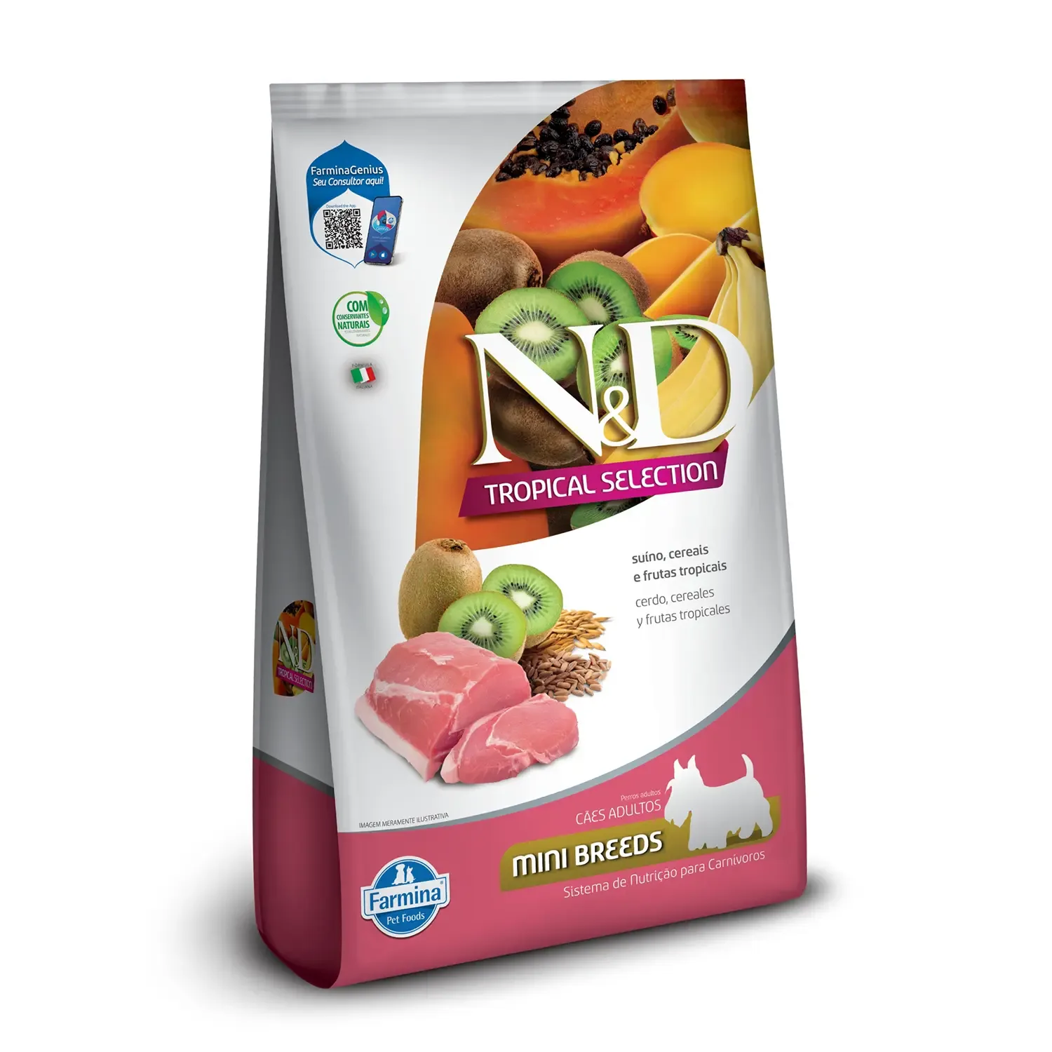 Ração N&D Tropical Selection Cães Adultos Mini Suíno e Cereais