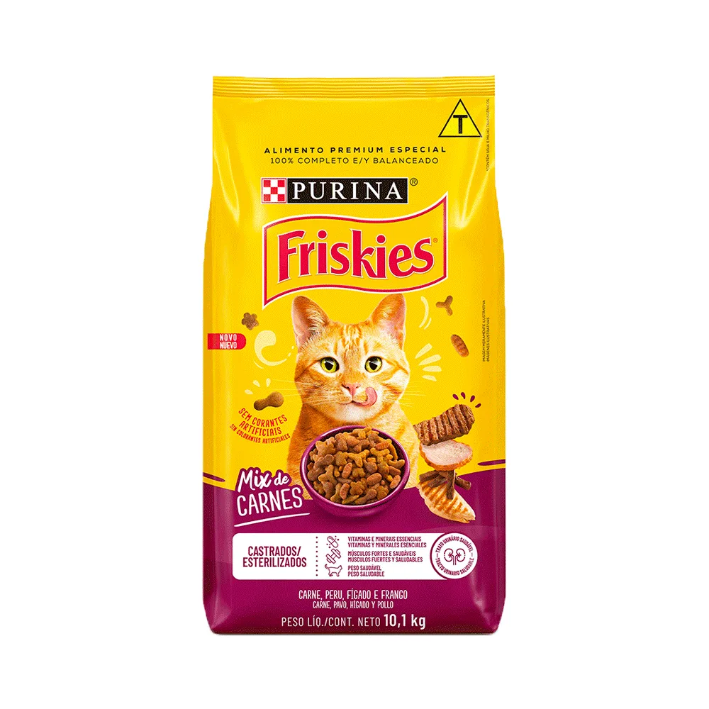Ração Friskies Gatos Adultos Castrados Mix de Carne — 10.1 kg