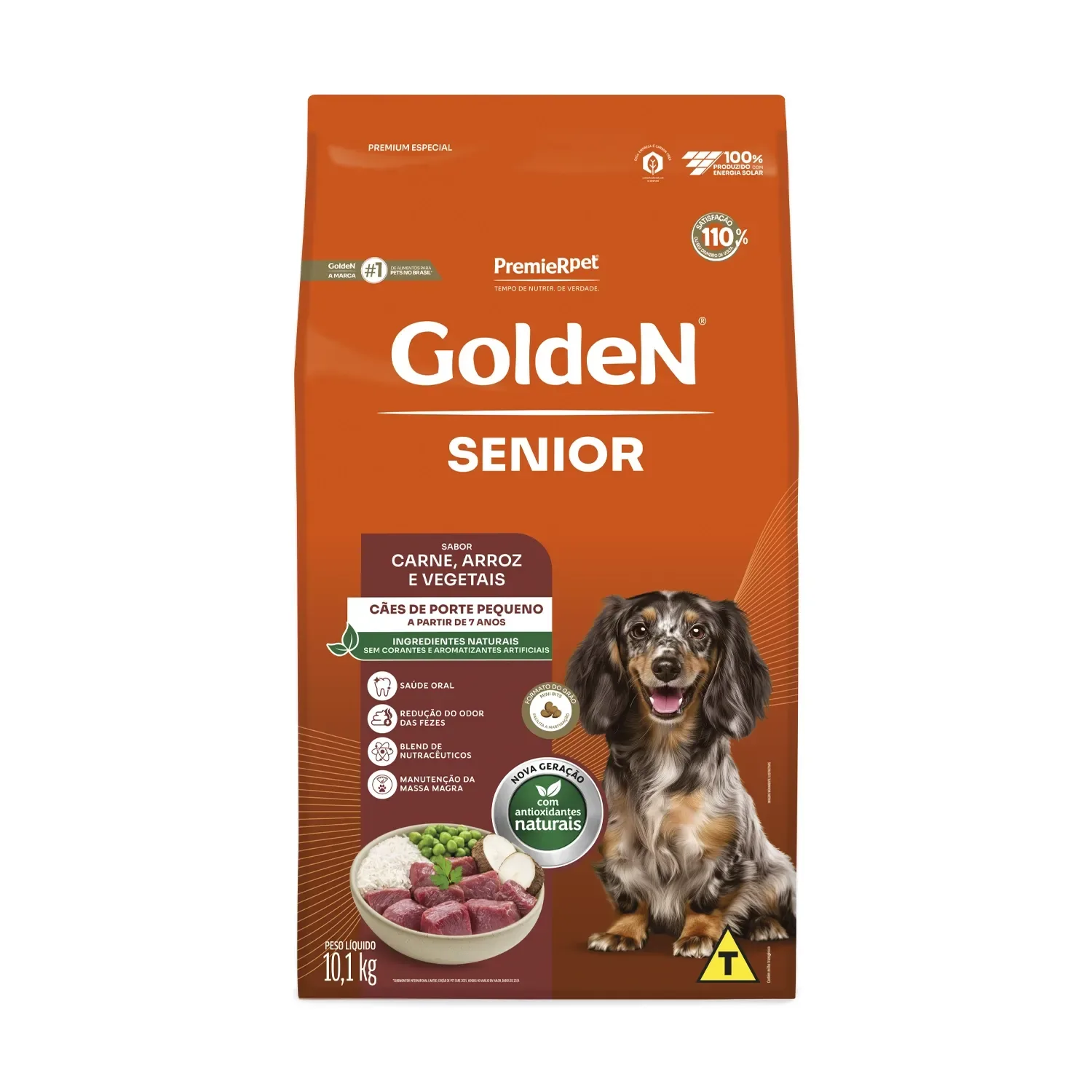 Ração Golden Cães Sênior Porte Pequeno Mini Bits Carne e Arroz — 10.1 kg