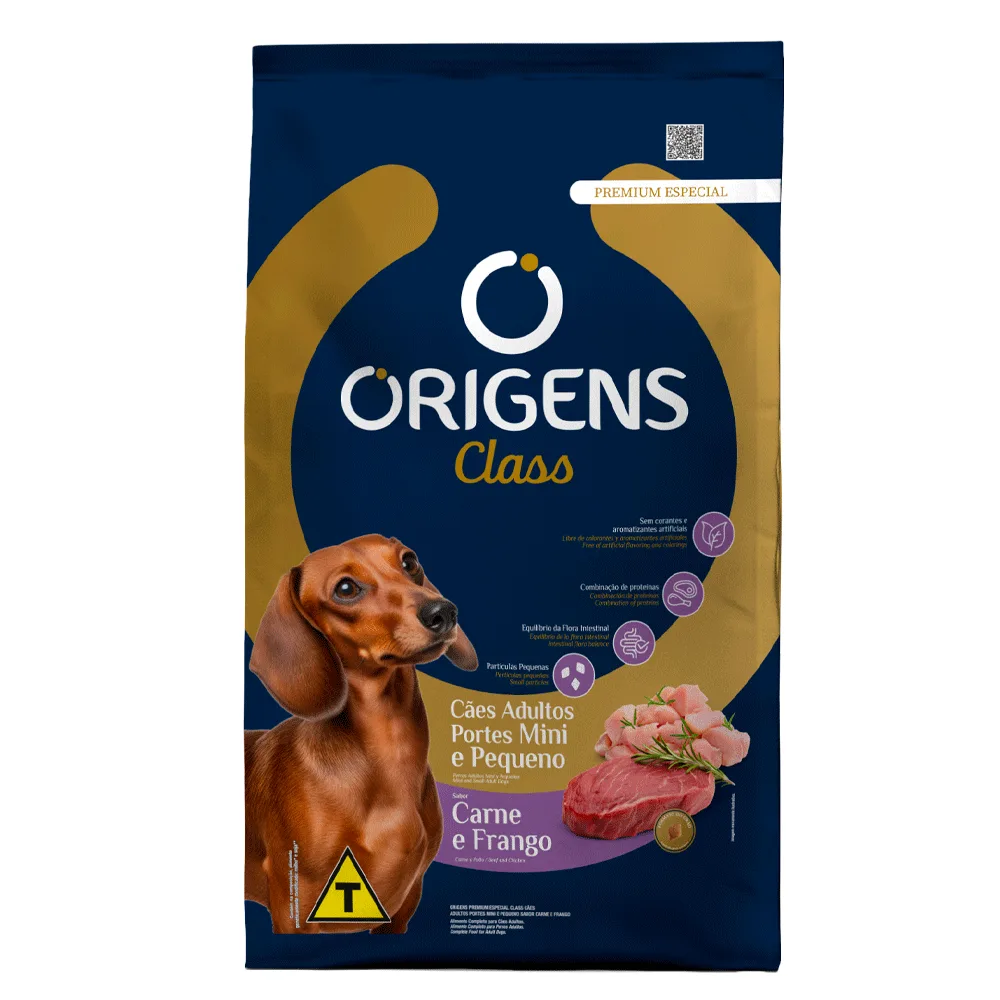 Ração Origens Class Cães Adultos Minis e Pequenos Carne e Frango — 15 kg