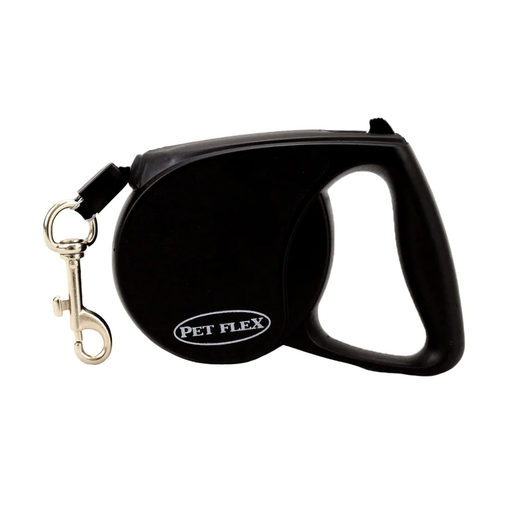 Guia Retrátil Fita Pet Flex Preta — até 25 kg - 3 M